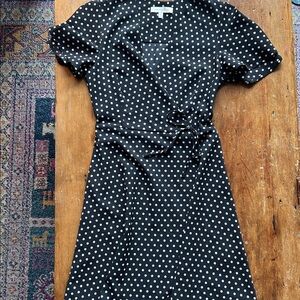 Black & White Polka Dot Spring Wrap Dress | Size Small